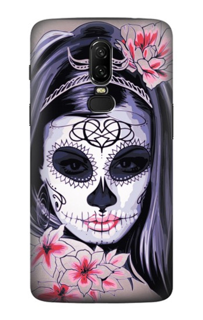 W3821 Sugar Skull Steampunk Fille Gothique Etui Coque Housse et Flip Housse Cuir pour OnePlus 6