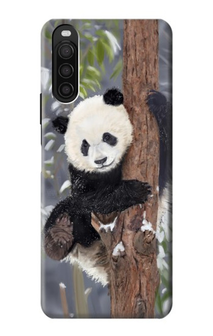 W3793 Peinture de neige mignon bébé panda Etui Coque Housse et Flip Housse Cuir pour Sony Xperia 10 III