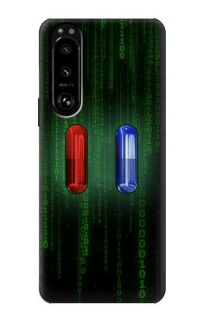 W3816 Comprimé Rouge Comprimé Bleu Capsule Etui Coque Housse et Flip Housse Cuir pour Sony Xperia 5 III