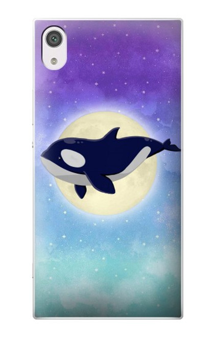 W3807 Killer Whale Orca Lune Pastel Fantaisie Etui Coque Housse et Flip Housse Cuir pour Sony Xperia XA1