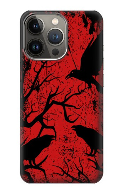 W3325 Corbeau Noir Sang Arbre Etui Coque Housse et Flip Housse Cuir pour iPhone 13 Pro