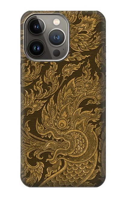 W3382 Art de la peinture thaïlandaise Naga Etui Coque Housse et Flip Housse Cuir pour iPhone 13 Pro