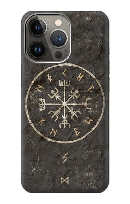 W3413 Ancient Norse Viking Symbole Etui Coque Housse et Flip Housse Cuir pour iPhone 13 Pro