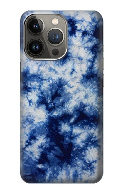 W3439 Tissu Indigo Tie Dye Etui Coque Housse et Flip Housse Cuir pour iPhone 13 Pro