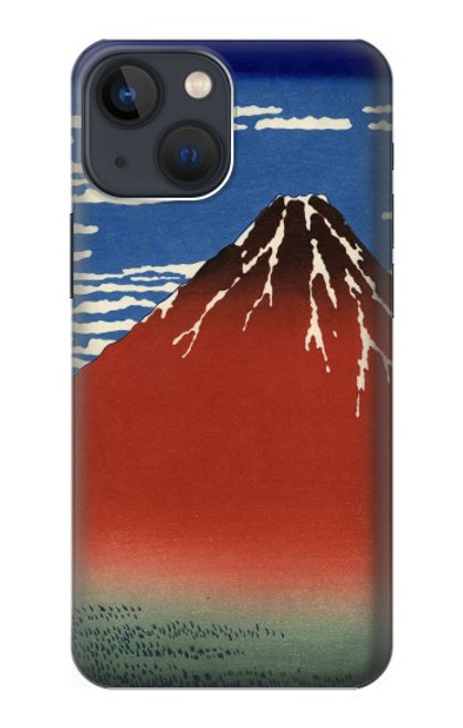 W2390 Katsushika Hokusai Fuji Rouge Etui Coque Housse et Flip Housse Cuir pour iPhone 13 mini