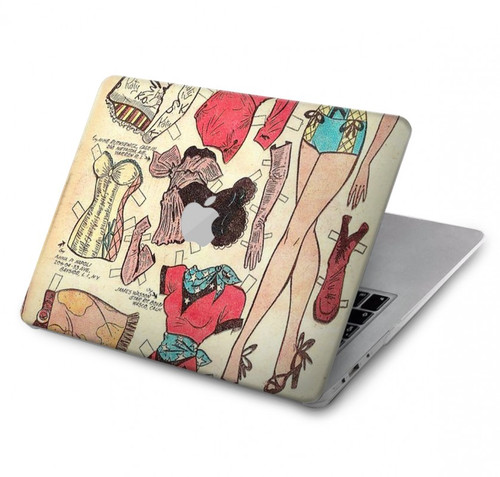 W3820 Poupée de papier de mode de cow-girl vintage Etui Coque Housse pour MacBook Pro 13″ - A1706, A1708, A1989, A2159, A2289, A2251, A2338