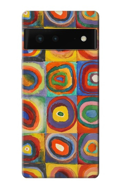 W3409 Carrés cercles concentriques Etui Coque Housse et Flip Housse Cuir pour Google Pixel 6