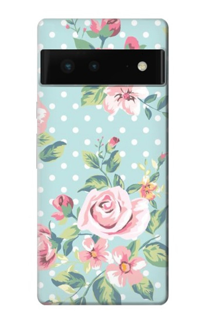 W3494 Rose à pois millésimé Etui Coque Housse et Flip Housse Cuir pour Google Pixel 6