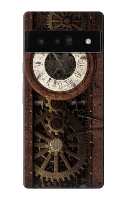 W3221 Gears steampunk Horloge Etui Coque Housse et Flip Housse Cuir pour Google Pixel 6 Pro
