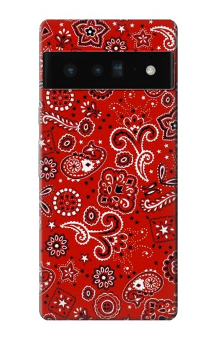 W3354 Rouge classique Bandana Etui Coque Housse et Flip Housse Cuir pour Google Pixel 6 Pro