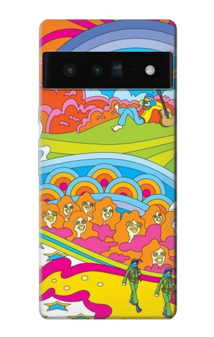 W3407 hippie Art Etui Coque Housse et Flip Housse Cuir pour Google Pixel 6 Pro