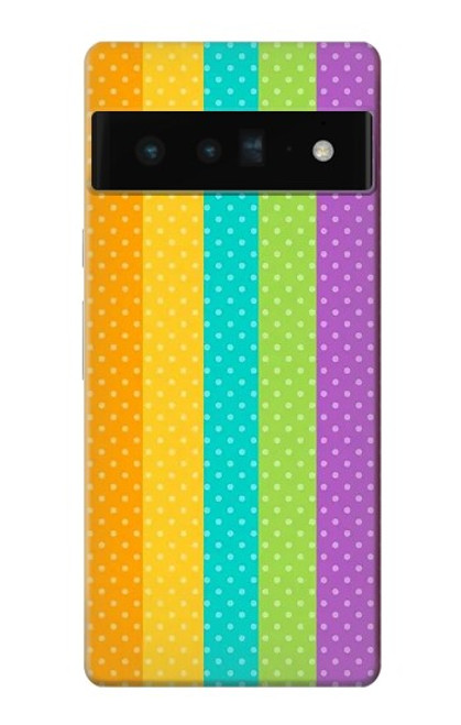 W3678 Vertical arc-en-ciel coloré Etui Coque Housse et Flip Housse Cuir pour Google Pixel 6 Pro