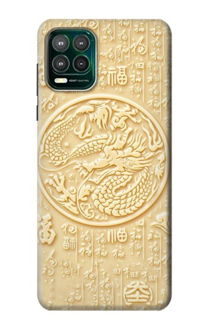 W3288 Peinture blanche du Dragon de Jade Etui Coque Housse et Flip Housse Cuir pour Motorola Moto G Stylus 5G