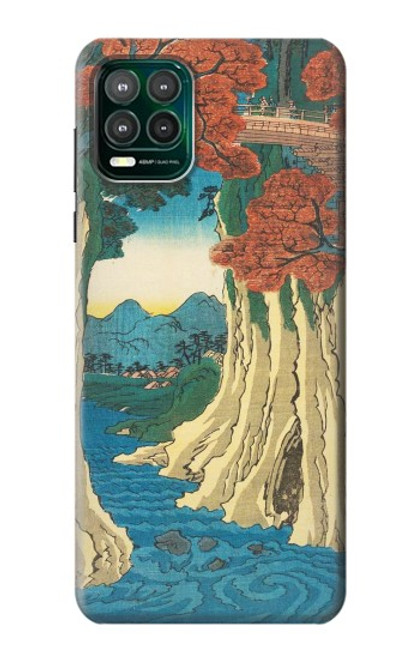 W3348 Utagawa Hiroshige Le singe Pont Etui Coque Housse et Flip Housse Cuir pour Motorola Moto G Stylus 5G