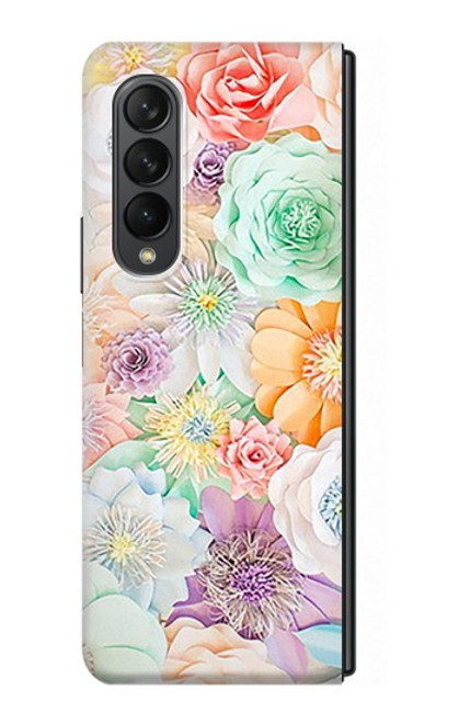 W3705 Fleur florale pastel Etui Coque Housse et Flip Housse pour Samsung Galaxy Z Fold 3 5G