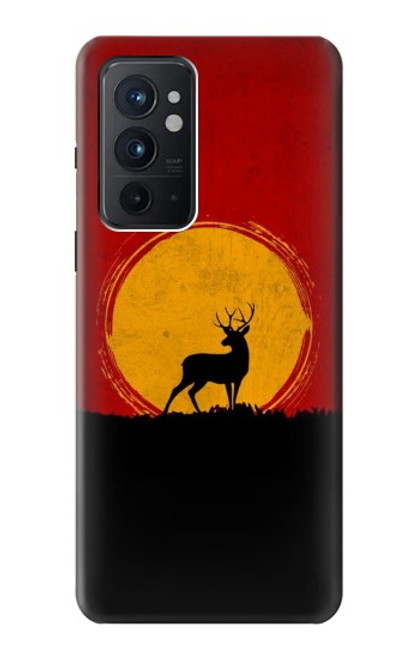 W3513 Coucher de soleil de Deer Etui Coque Housse et Flip Housse Cuir pour OnePlus 9RT 5G