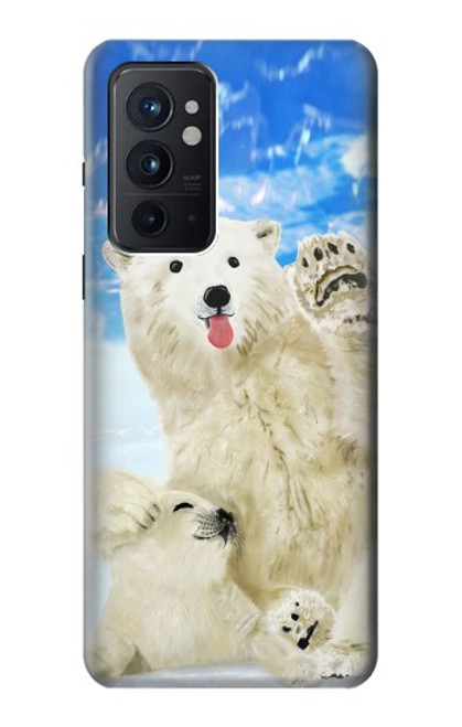 W3794 Ours polaire arctique amoureux de la peinture de phoque Etui Coque Housse et Flip Housse Cuir pour OnePlus 9RT 5G