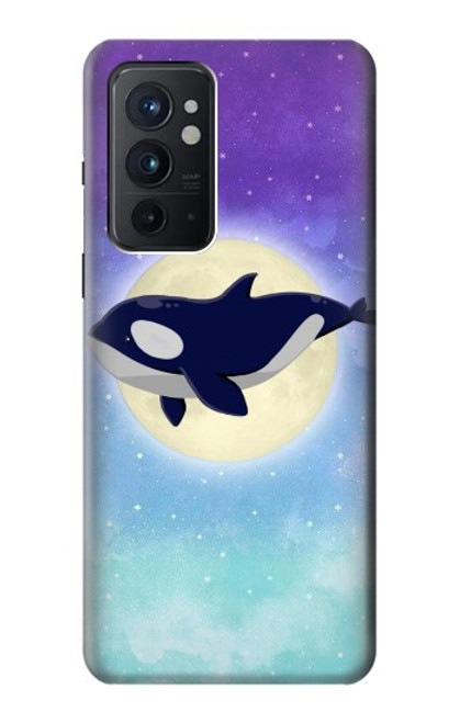 W3807 Killer Whale Orca Lune Pastel Fantaisie Etui Coque Housse et Flip Housse Cuir pour OnePlus 9RT 5G