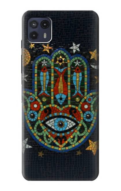 W3175 Hamsa Mosaïques main Etui Coque Housse et Flip Housse Cuir pour Motorola Moto G50 5G [for G50 5G only. NOT for G50]