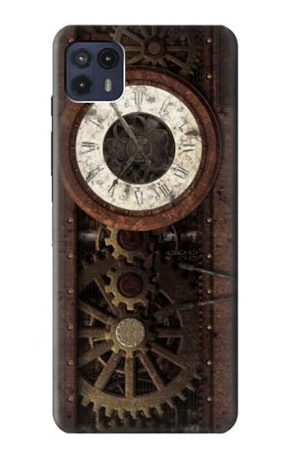 W3221 Gears steampunk Horloge Etui Coque Housse et Flip Housse Cuir pour Motorola Moto G50 5G [for G50 5G only. NOT for G50]