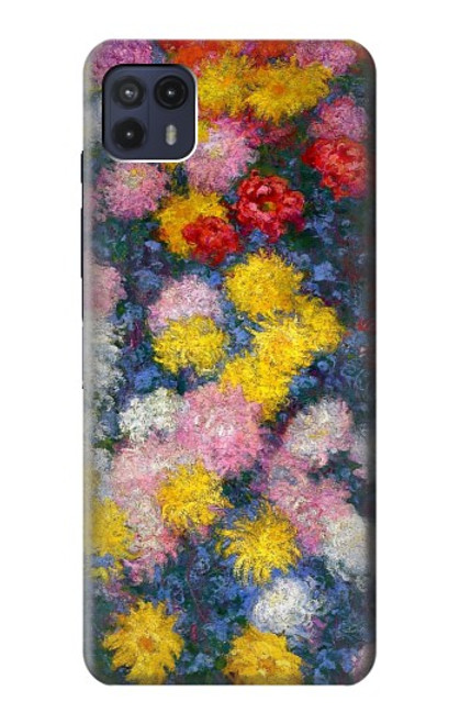 W3342 Claude Monet Chrysanthèmes Etui Coque Housse et Flip Housse Cuir pour Motorola Moto G50 5G [for G50 5G only. NOT for G50]