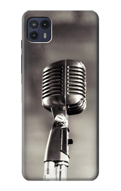 W3495 Microphone millésimé Etui Coque Housse et Flip Housse Cuir pour Motorola Moto G50 5G [for G50 5G only. NOT for G50]