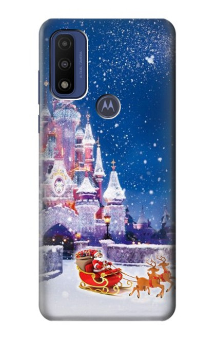 W3282 Château de Santa Noël Etui Coque Housse et Flip Housse Cuir pour Motorola G Pure