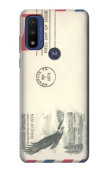 W3551 Art de l'millésimé de la poste enveloppe aérienne Etui Coque Housse et Flip Housse Cuir pour Motorola G Pure