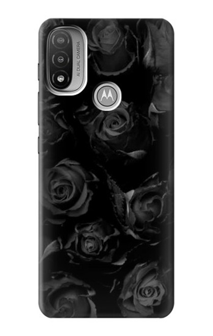 W3153 Noir Roses Etui Coque Housse et Flip Housse Cuir pour Motorola Moto E20,E30,E40