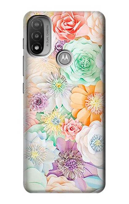 W3705 Fleur florale pastel Etui Coque Housse et Flip Housse Cuir pour Motorola Moto E20,E30,E40