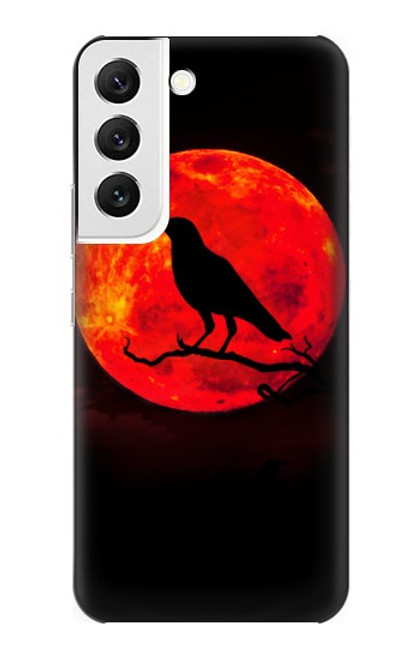 W3328 Corbeau Rouge Lune Etui Coque Housse et Flip Housse Cuir pour Samsung Galaxy S22