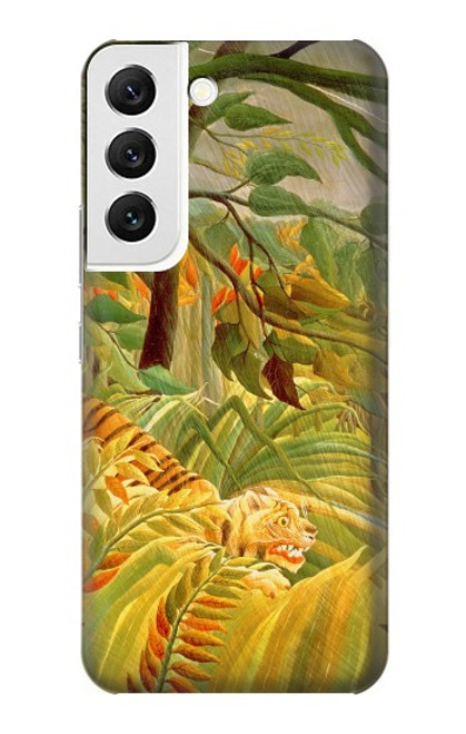 W3344 Henri Rousseau Tigre dans une tempête tropicale Etui Coque Housse et Flip Housse Cuir pour Samsung Galaxy S22