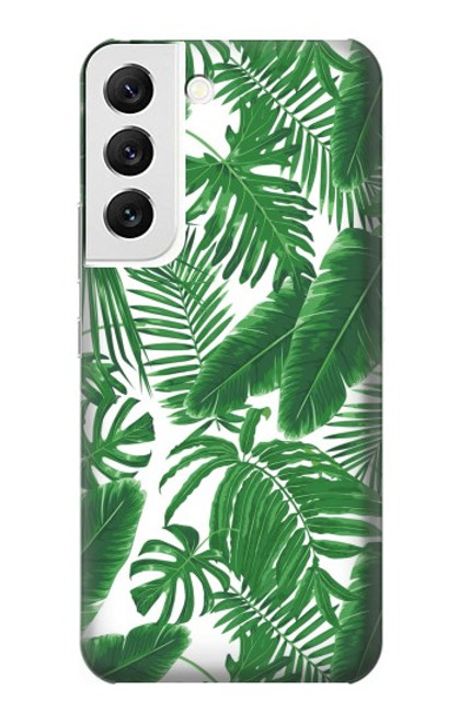 W3457 Papier Palm Monstera Etui Coque Housse et Flip Housse Cuir pour Samsung Galaxy S22