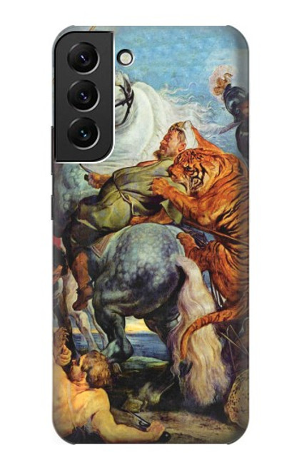 W3331 Peter Paul Rubens Tigre und Lowenjagd Etui Coque Housse et Flip Housse Cuir pour Samsung Galaxy S22 Plus