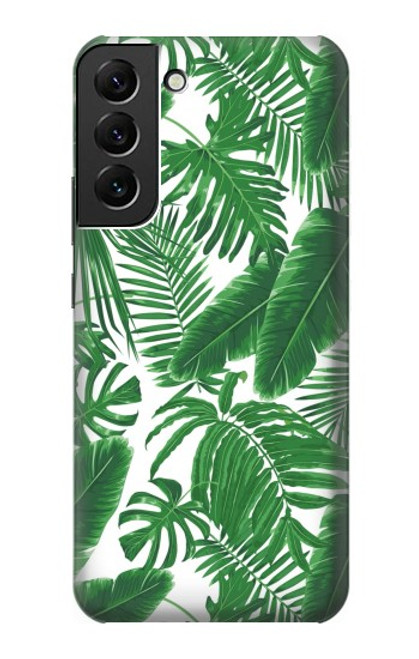 W3457 Papier Palm Monstera Etui Coque Housse et Flip Housse Cuir pour Samsung Galaxy S22 Plus