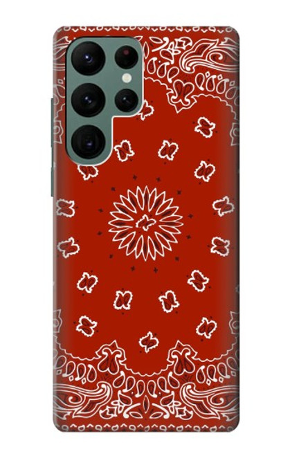 W3355 Motif Bandana Rouge Etui Coque Housse et Flip Housse Cuir pour Samsung Galaxy S22 Ultra