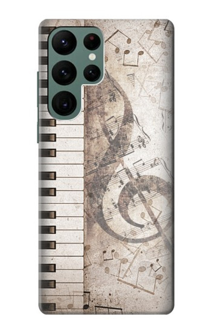 W3390 Note de musique Etui Coque Housse et Flip Housse Cuir pour Samsung Galaxy S22 Ultra