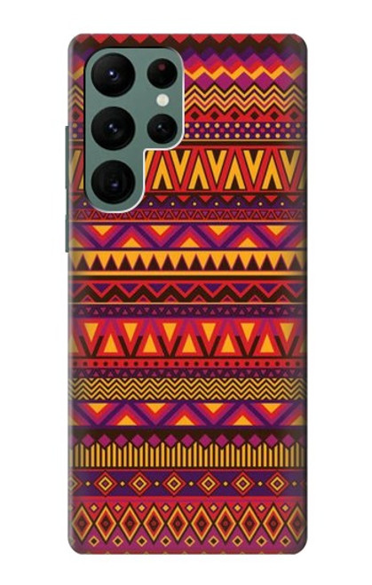 W3404 Aztèques Motif Etui Coque Housse et Flip Housse Cuir pour Samsung Galaxy S22 Ultra