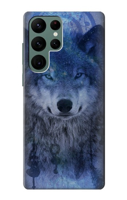 W3410 Loup Dream Catcher Etui Coque Housse et Flip Housse Cuir pour Samsung Galaxy S22 Ultra