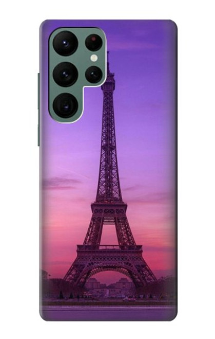 W3447 Paris Eiffel Le coucher du soleil Etui Coque Housse et Flip Housse Cuir pour Samsung Galaxy S22 Ultra