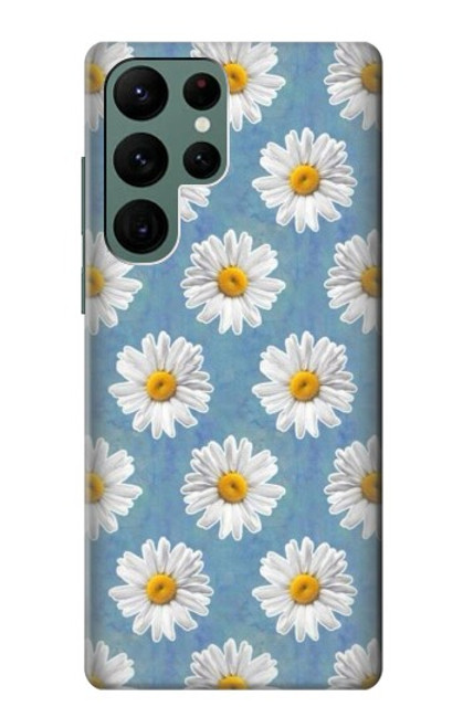 W3454 Marguerite Florale Etui Coque Housse et Flip Housse Cuir pour Samsung Galaxy S22 Ultra