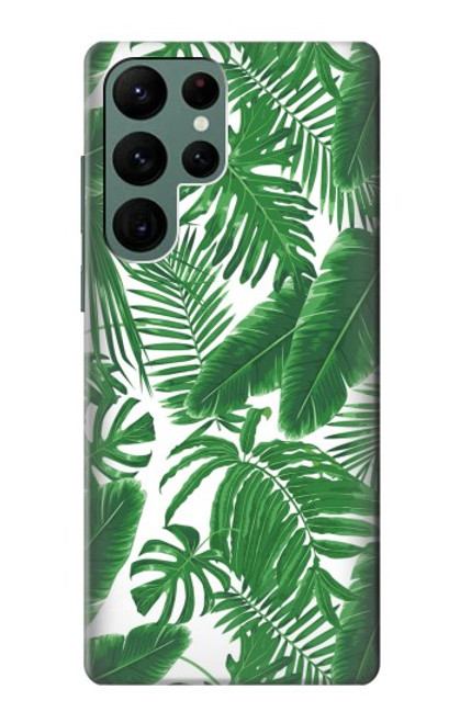 W3457 Papier Palm Monstera Etui Coque Housse et Flip Housse Cuir pour Samsung Galaxy S22 Ultra