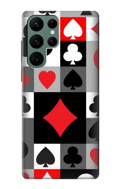 W3463 Costume Poker Carte Etui Coque Housse et Flip Housse Cuir pour Samsung Galaxy S22 Ultra