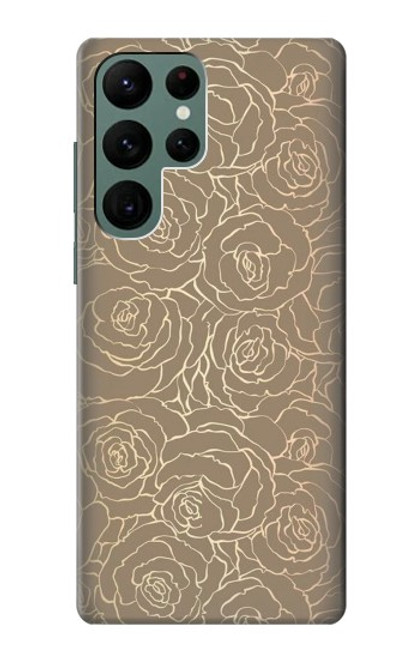 W3466 Motif Rose d'or Etui Coque Housse et Flip Housse Cuir pour Samsung Galaxy S22 Ultra