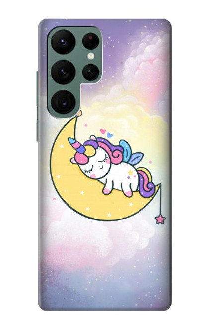 W3485 Mignon sommeil Licorne Etui Coque Housse et Flip Housse Cuir pour Samsung Galaxy S22 Ultra