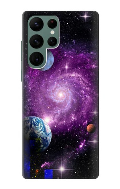 W3689 Planète spatiale Galaxy Etui Coque Housse et Flip Housse Cuir pour Samsung Galaxy S22 Ultra