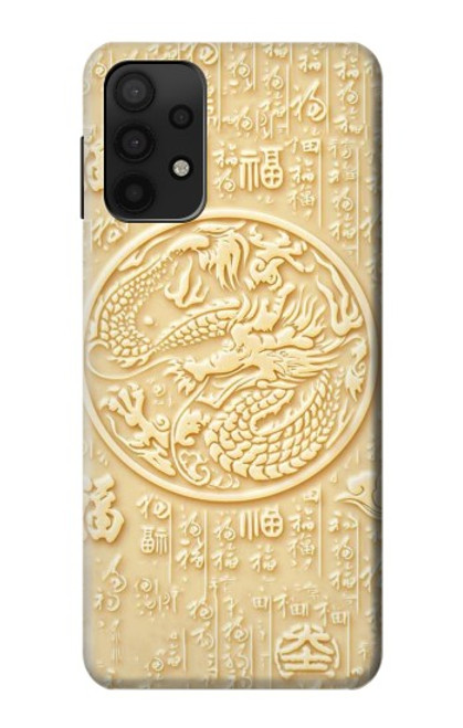 W3288 Peinture blanche du Dragon de Jade Etui Coque Housse et Flip Housse Cuir pour Samsung Galaxy M32 5G