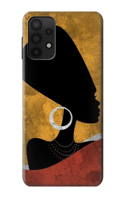 W3453 Africaine Reine Néfertiti Silhouette Etui Coque Housse et Flip Housse Cuir pour Samsung Galaxy M32 5G