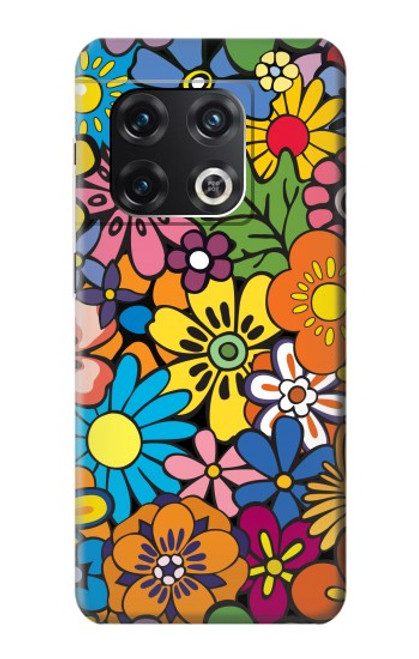 W3281 Motif coloré Hippie Fleurs Etui Coque Housse et Flip Housse Cuir pour OnePlus 10 Pro