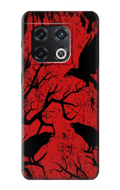 W3325 Corbeau Noir Sang Arbre Etui Coque Housse et Flip Housse Cuir pour OnePlus 10 Pro